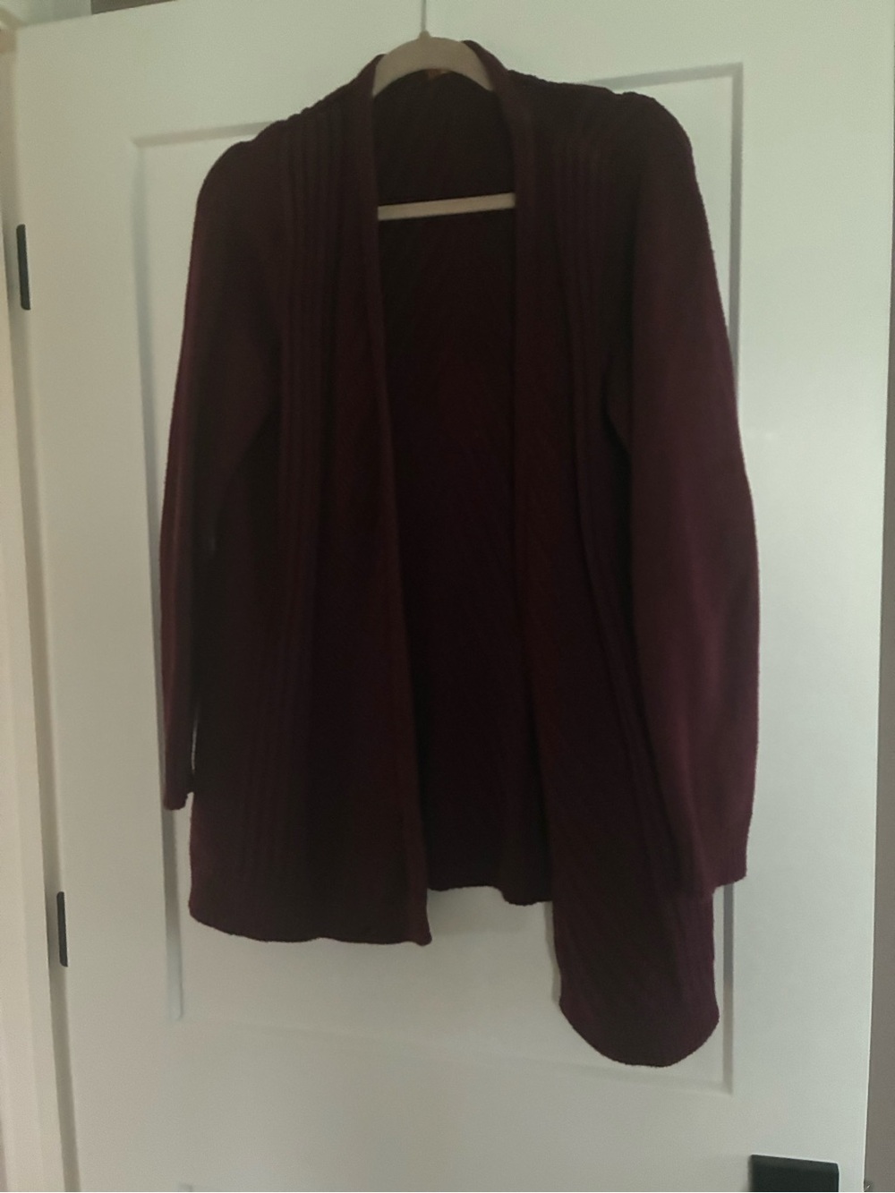 Belldini Open-Front Cardigan in Burgundy